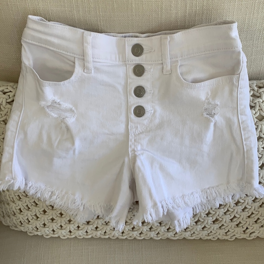 Abercrombie distressed white Jean shorts